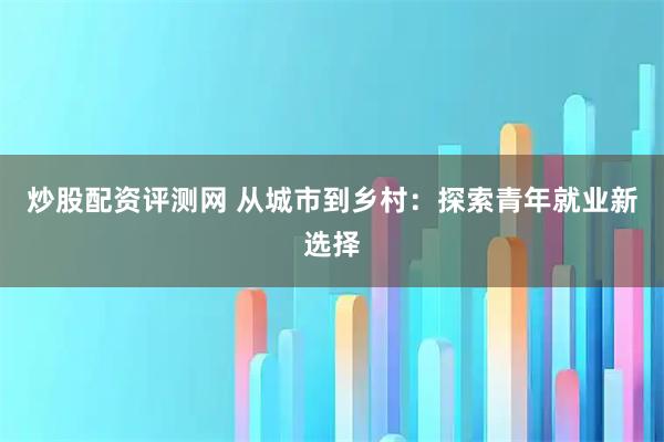 炒股配资评测网 从城市到乡村：探索青年就业新选择
