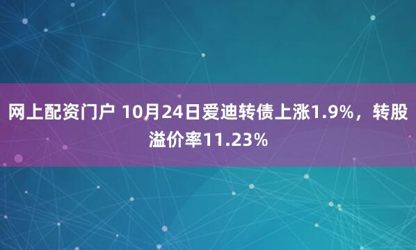 网上配资门户 10月24日爱迪转债上涨1.9%，转股溢价率11.23%